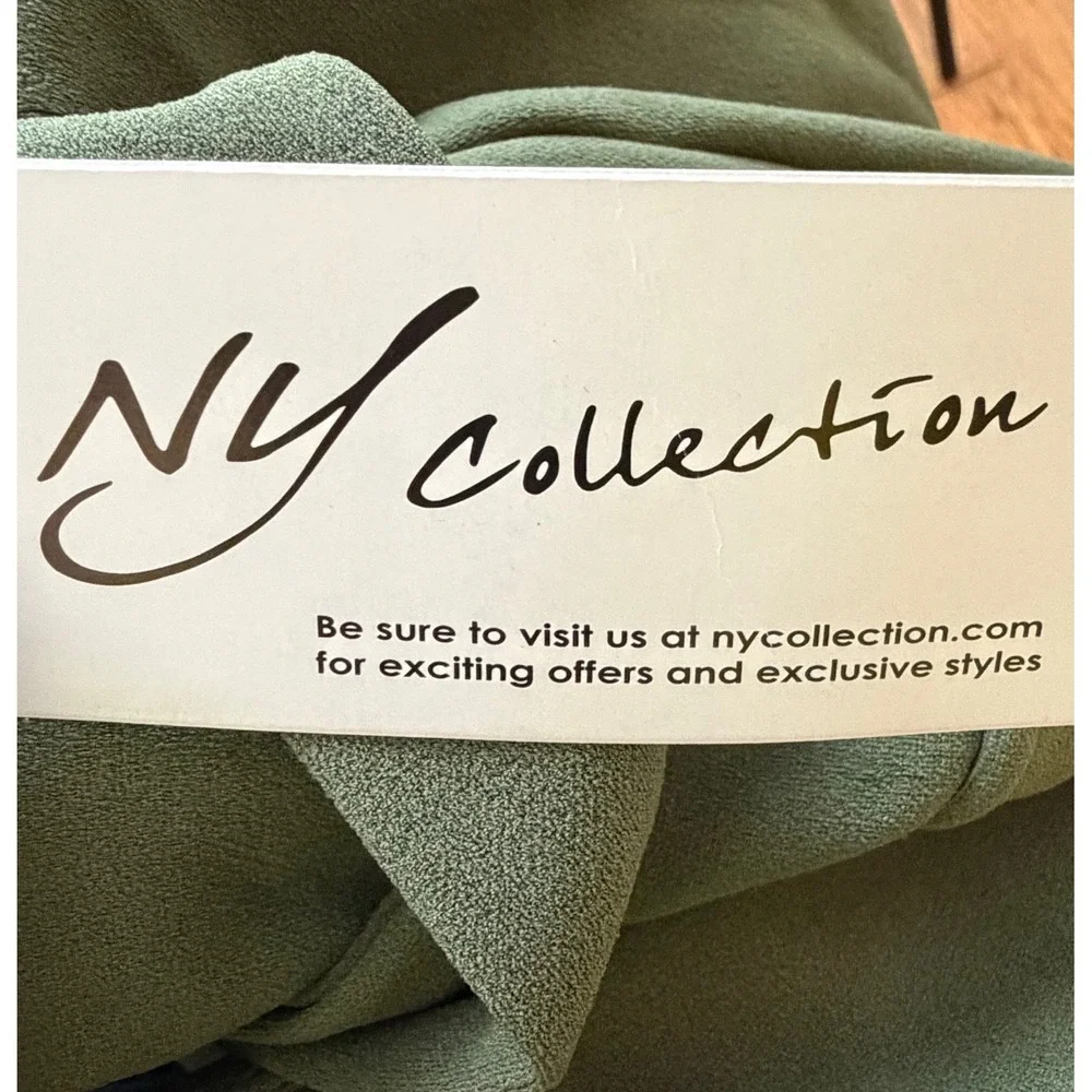 NY Collection Olive Green Petite Slim Belted Scuba Crepe Cargo Skirt Medium Chic